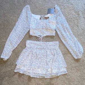 Two Piece Crop Top and Skirt Matching Set